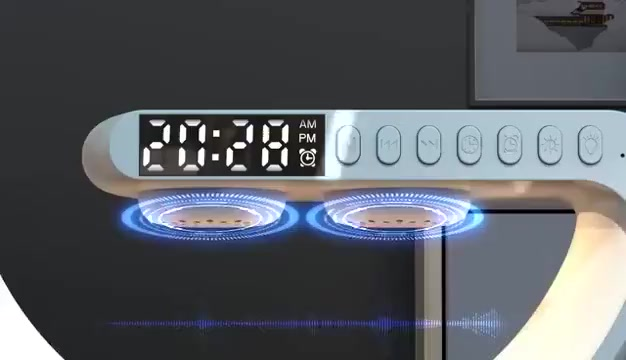 Luminária de Mesa Multifuncional: 15W Luz Atmosférica RGB Alarme Relógio e Alto-Falante Bluetooth Integrado