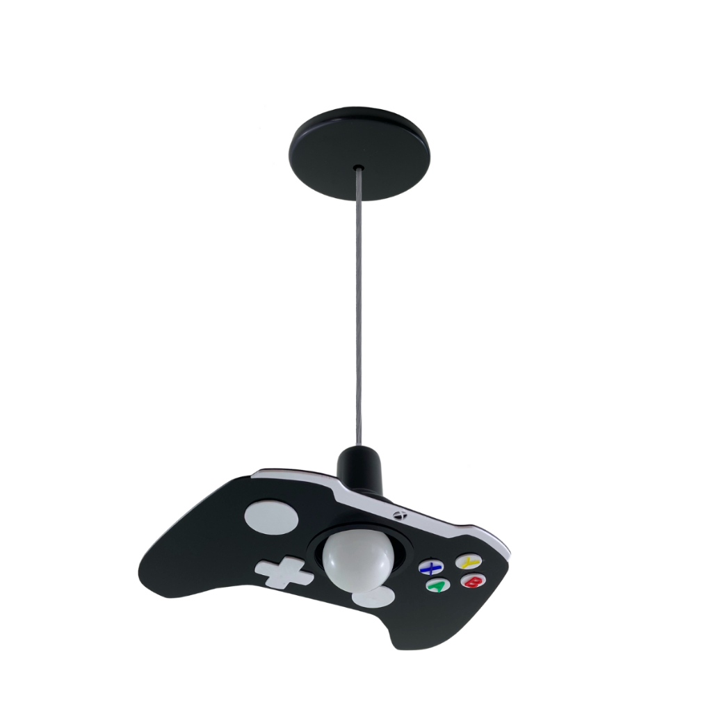 Lustre Infantil Pendente Xbox Preto Video Game preto Geek Luminária
