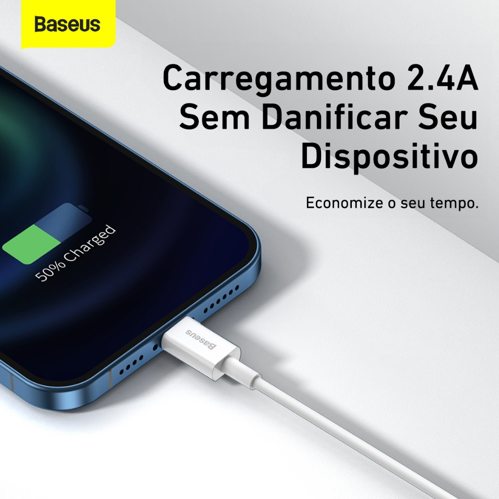 Baseus Cabo Usb P/ Lightning iPhone 2.4a 480Mbps Rápido 1m
