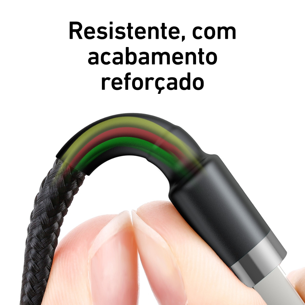 Baseus Cabo Usb p/ Lightning iPhone 2.4a 1m Cafule Nylon Trançado Junta Reforçada Ultra Resistente