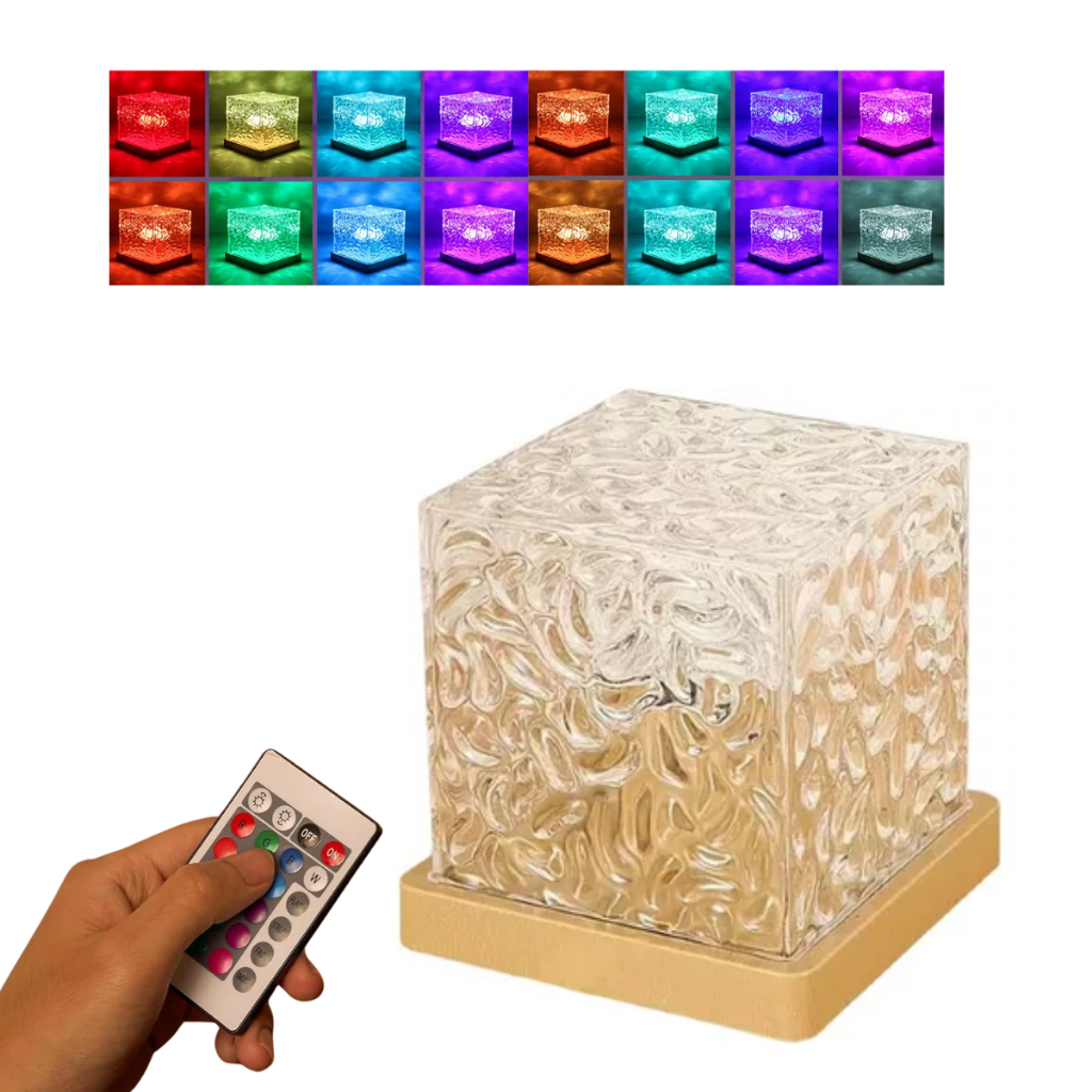 Luminária Quadrada Aurora Rgb Gamer De Mesa Efeito Ondulação Ondas Mar