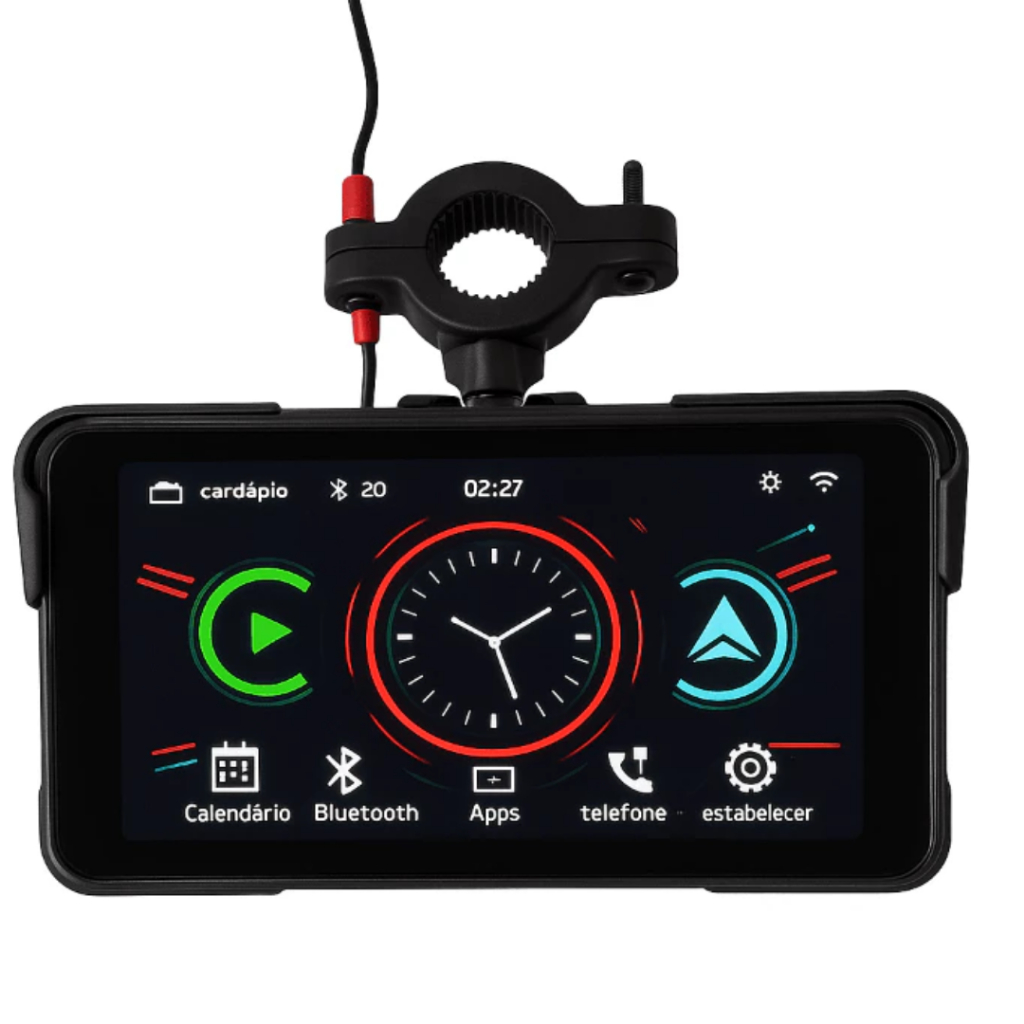 Multimídia para Moto com CarPlay e Android Auto | Tela Touch GPS Bluetooth Evite Furto