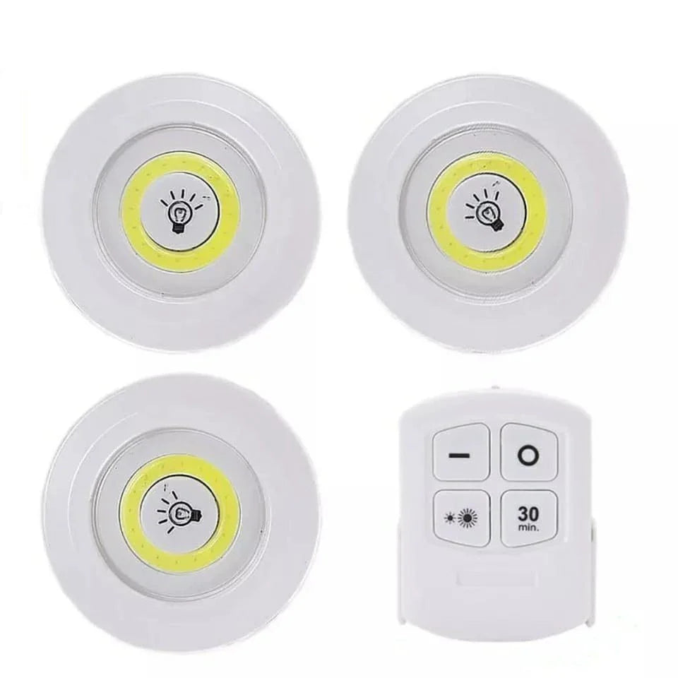 Kit Luminária 3 spots de led sem fio com tecnologia e comandos manual ou por controle remoto