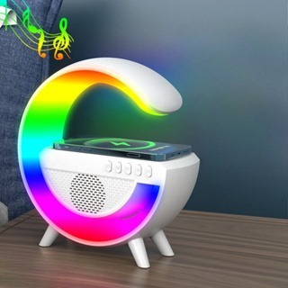 Luminária de Mesa Multifuncional: 15W Luz Atmosférica RGB Alarme Relógio e Alto-Falante Bluetooth Integrado