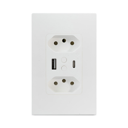 Tomada Dupla Inteligente USB Wi-Fi Bivolt 10A EKAZA