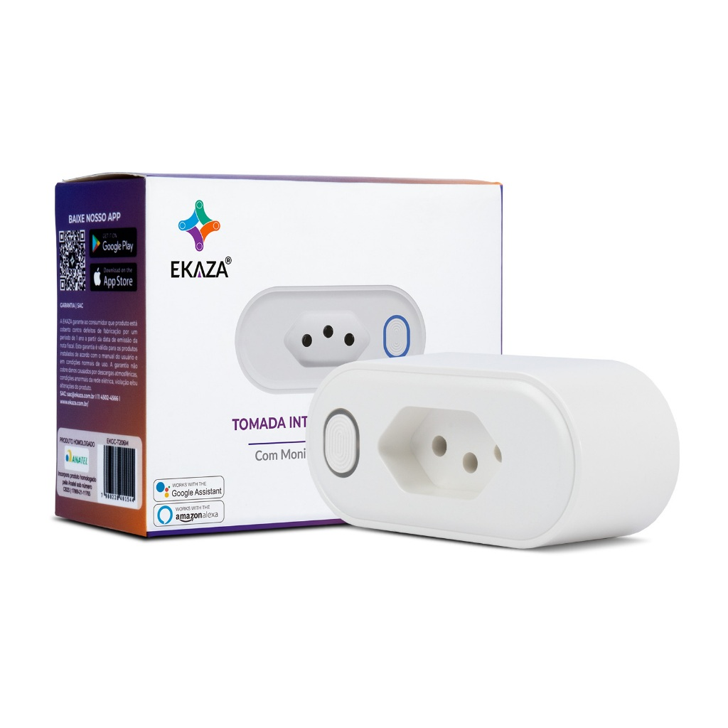 Tomada Inteligente Wi-Fi Ekaza, Alexa e Google Home