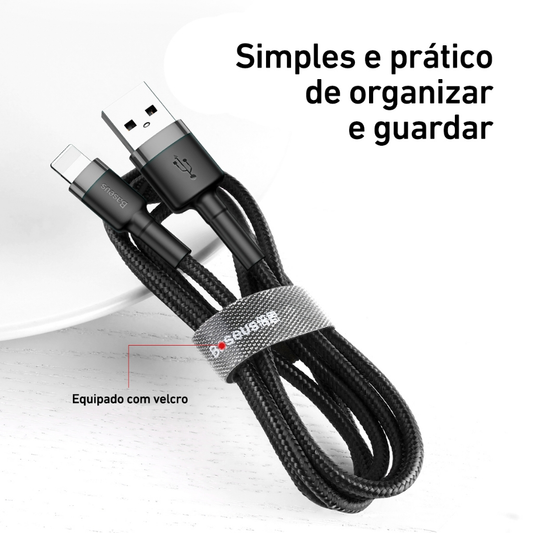 Baseus Cabo Usb p/ Lightning iPhone 2.4a 1m Cafule Nylon Trançado Junta Reforçada Ultra Resistente