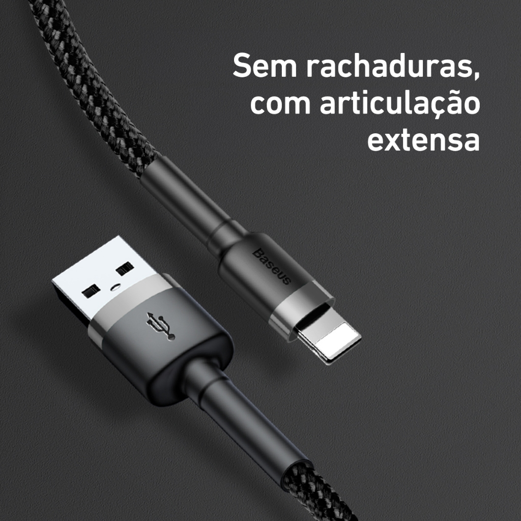 Baseus Cabo Usb p/ Lightning iPhone 2.4a 1m Cafule Nylon Trançado Junta Reforçada Ultra Resistente