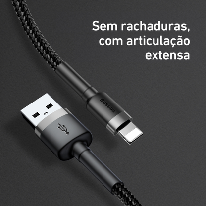 Baseus Cabo Usb p/ Lightning iPhone 2.4a 1m Cafule Nylon Trançado Junta Reforçada Ultra Resistente