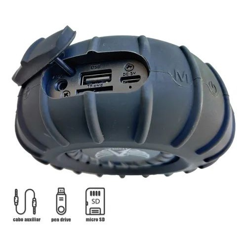 Caixa de Som Bluetooth 8W RMS MP3 USB Suporta Cartão Micro SD TF Resistente à Água