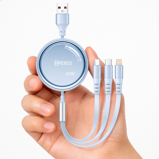 Cabo Carregador Retrátil Multi Usb 3 Em 1 