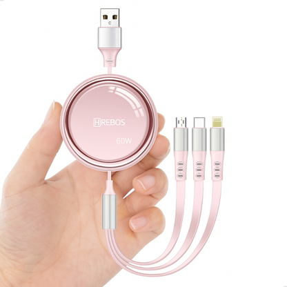 Cabo Carregador Retrátil Multi Usb 3 Em 1