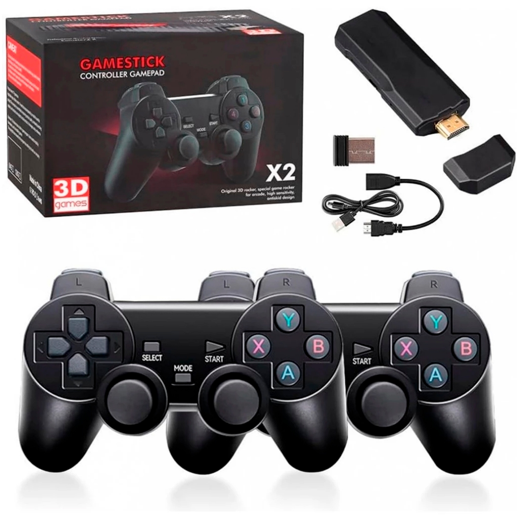 Video Game Retro Stick 10 mil Jogos + 2 Controles Sem Fio Geek