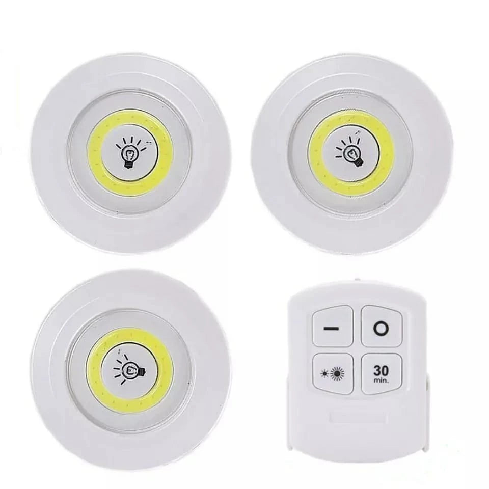 Kit Luminária 3 spots de led sem fio com tecnologia e comandos manual ou por controle remoto