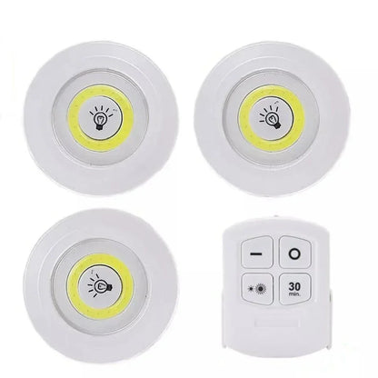 Kit Luminária 3 spots de led sem fio com tecnologia e comandos manual ou por controle remoto