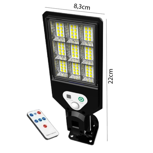 Luminária Pública Luz Solar Externo 108 LEDS Com Controle Remoto Refletor LED Transparente Sensor De Movimento Ajustável