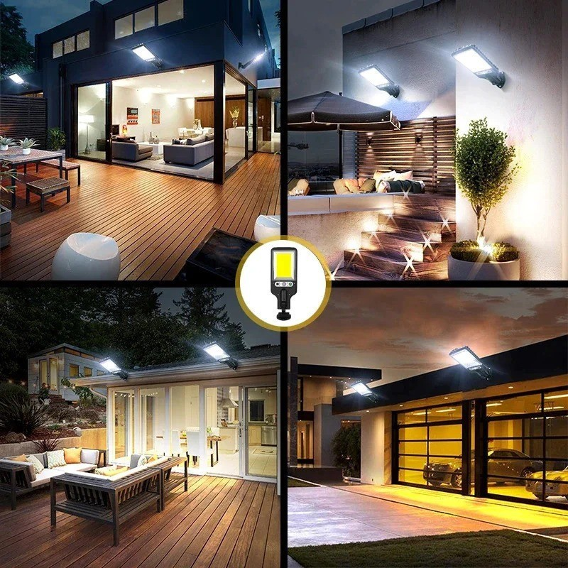 Luminária Pública Luz Solar Externo 108 LEDS Com Controle Remoto Refletor LED Transparente Sensor De Movimento Ajustável